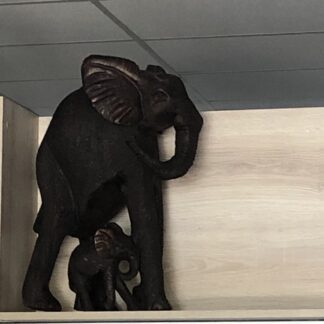 WOODEN LARGE ELEPHANT WITH BABY