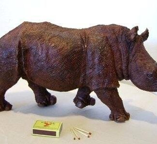 WOODEN LARGE HAND CRAFTED RHINO