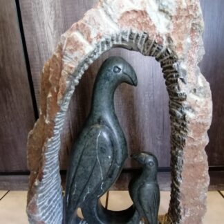 Large Stone Statue Bird With Baby